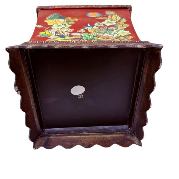 Tracy Porter Planter Red Floral Metalware Handpainted Home Plant Decor - Picture 5 of 12